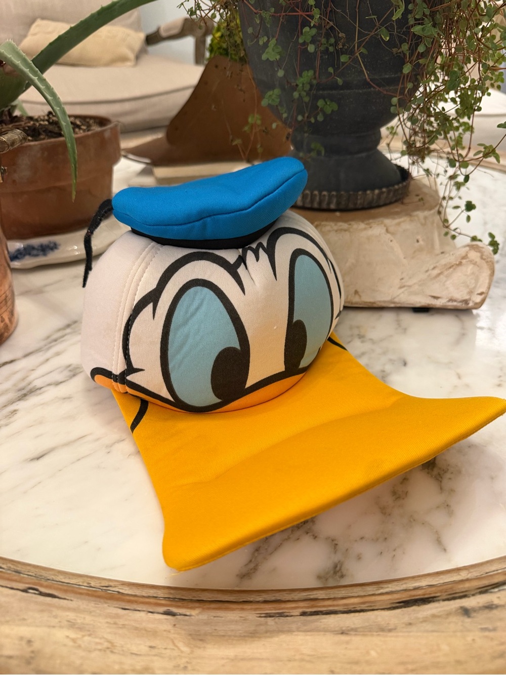 Vintage Disneyland World Donald Duck Character Hat in Blue & Yellow